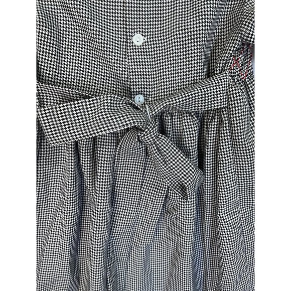 Baby Togs Smocked Dress Black Check Red Trim Girls 5 Puff Sleeve - Picture 9 of 9